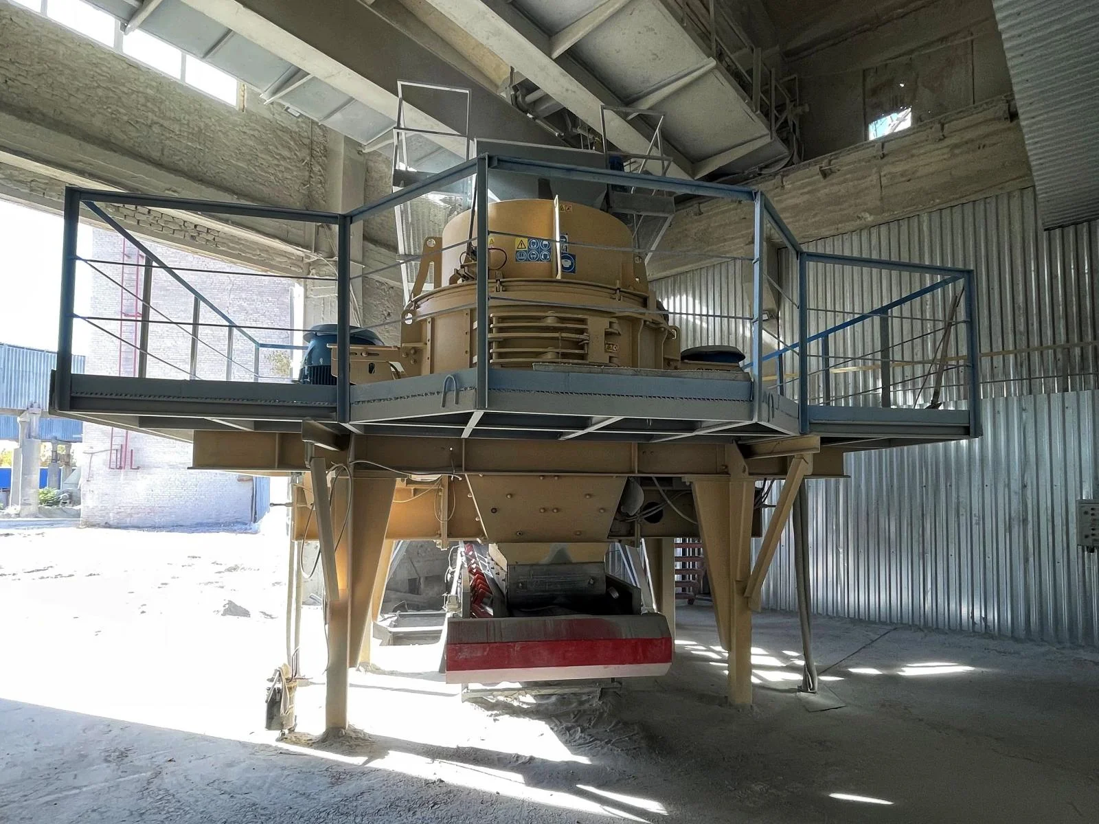 Screening equipment installed inside an industrial building