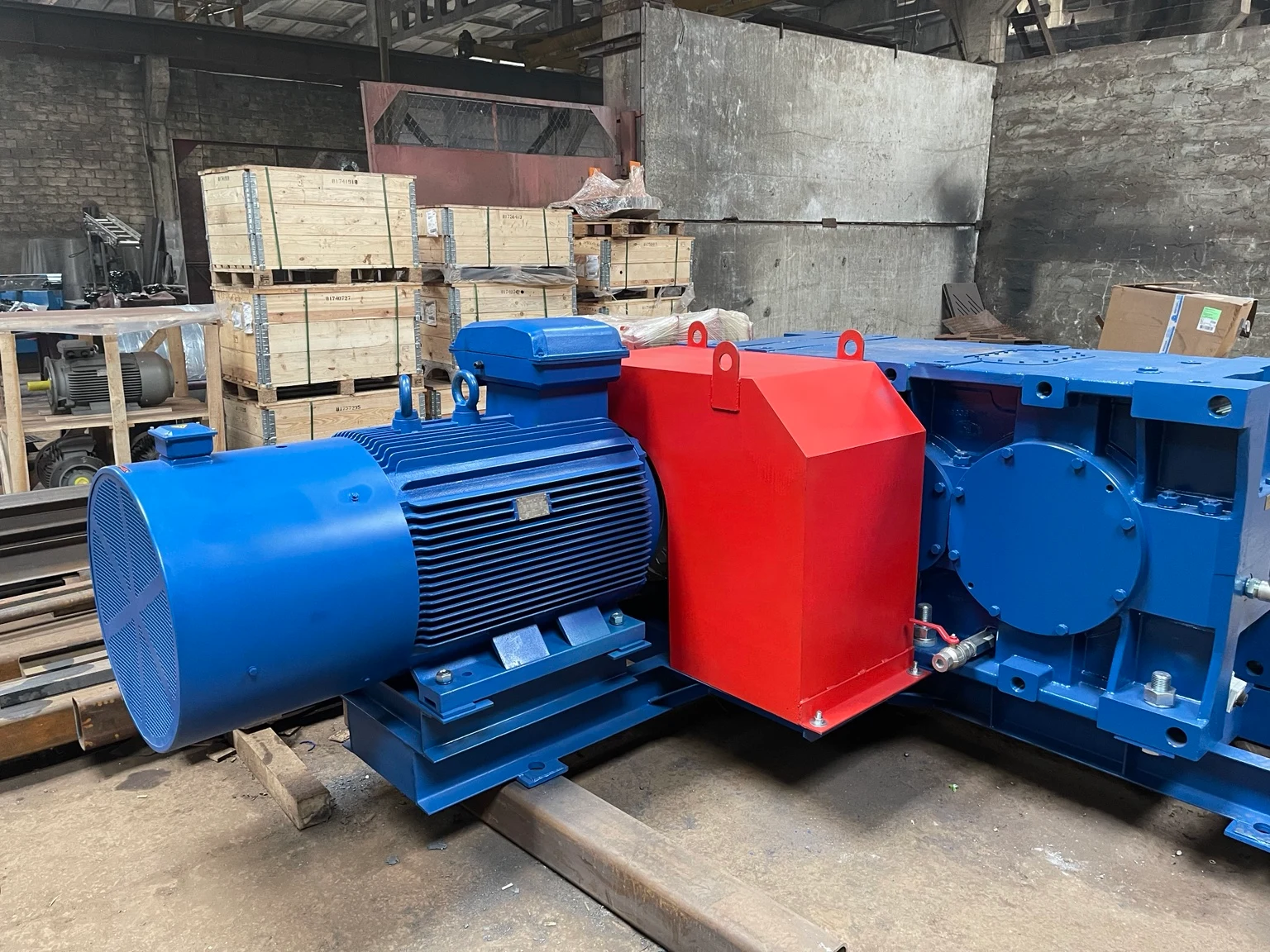 Industrial drive assembly with motor and coupling guard